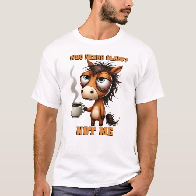 Funny coffee drinking horse T-Shirt (Front)
