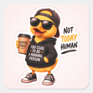 Funny Coffee Duck Sticker | Cute Cartoon Duck with