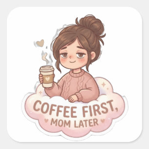Funny Coffee First Mum Relatable Mum Life Sticker
