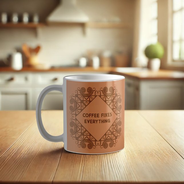 Funny Coffee Fixes Everything Celtic Tribal Scroll Mug (Creator Uploaded)