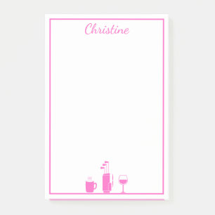 Funny Coffee Golf Wine Personalised Post-it Notes