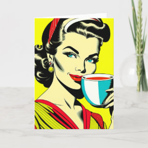 Funny Coffee Humour   Retro Lady Friendship Card