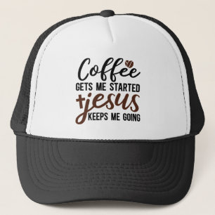 Funny coffee Jesus word art  Trucker Hat