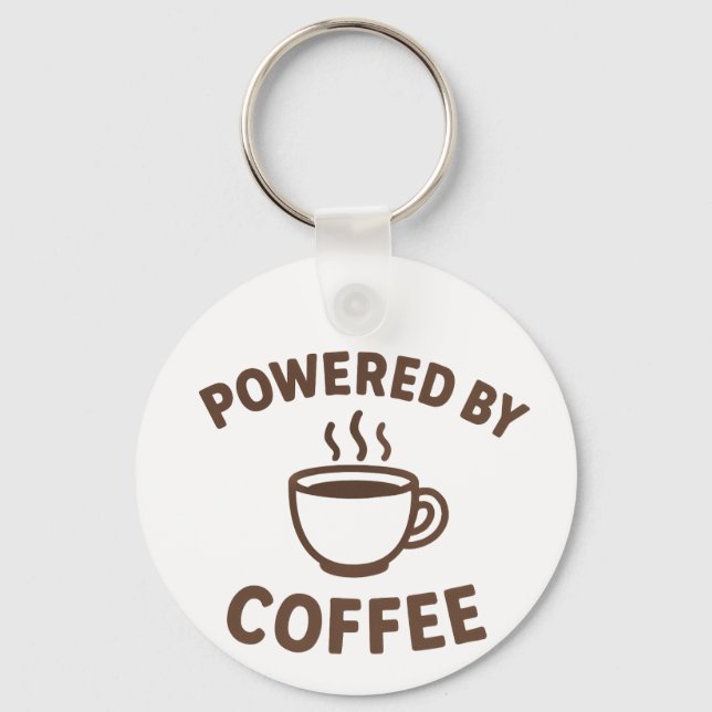 Funny Coffee Keychain – “Powered by Coffee” (Front)