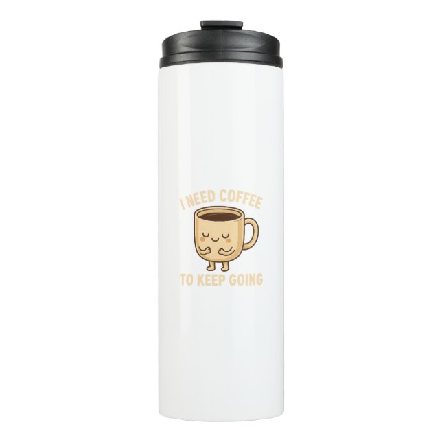 Funny Coffee Lover Cartoon Design Thermal Tumbler (Front)