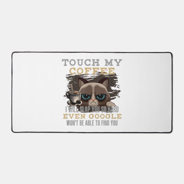 Funny Coffee Lover - Cat Humour Desk Mat (Front)