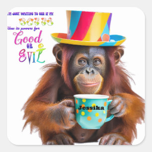 Funny Coffee Lover Custom Personalized Orangutan  Square Sticker