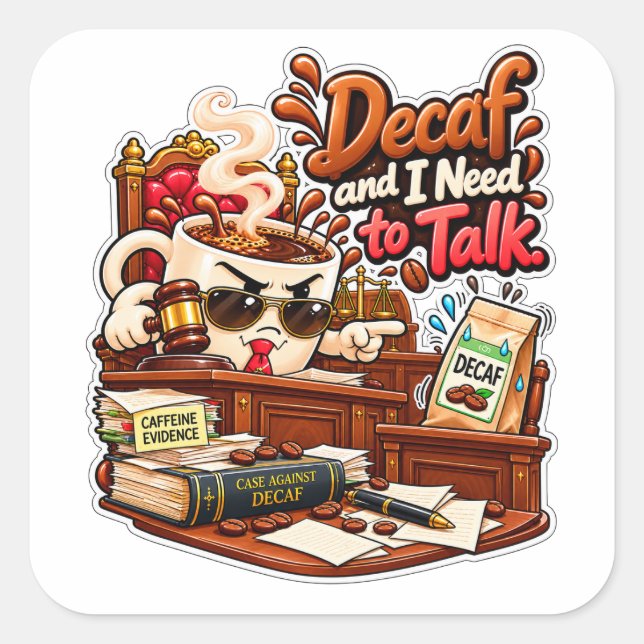 Funny Coffee Lover Design Square Sticker (Front)