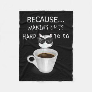 Funny Coffee Lover Gifts Graphic Kitten &amp; Sarc Fleece Blanket