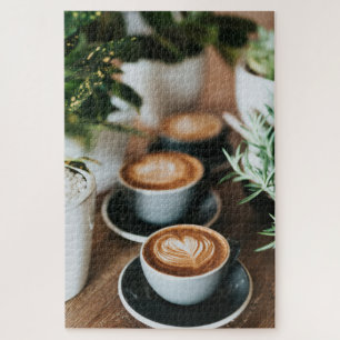 Funny Coffee Lover Programmer Cat Design Jigsaw Puzzle