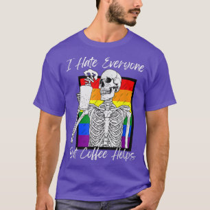 Funny Coffee Lover Skeleton, 70s Retro Sunset, Dad T-Shirt