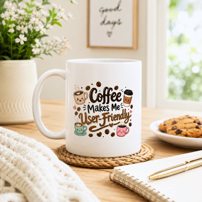 Funny Coffee Makes Me User Friendly  Mug (Creator Uploaded)