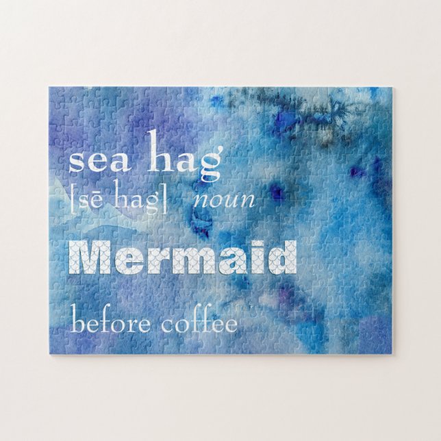 Funny Coffee + Mermaid Quote Definition of Sea Hag Jigsaw Puzzle (Horizontal)