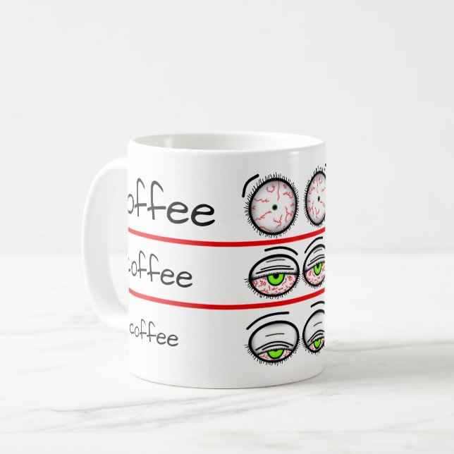 Funny Coffee Mood Levels Design Mug (Front Left)