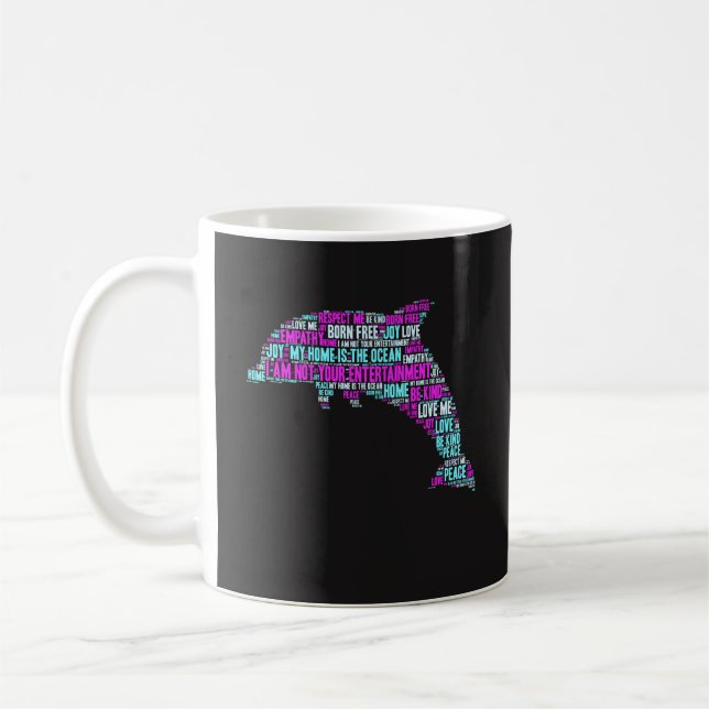 Funny Coffee Mug Gift - Dolphin Word Cloud (Left)