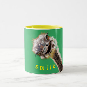 Funny Coffee Mug with Happy Ostrich - Smile