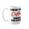 Funny coffee mug with red and black text