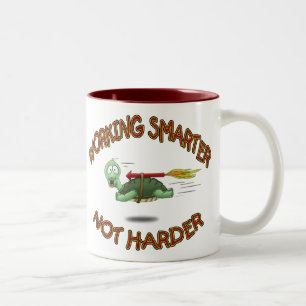 Funny Coffee Mugs: Work Smarter not Harder Two-Tone Coffee Mug