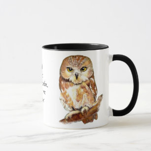 Funny Coffee, No Quitter,  Quote Cute Owl Mug