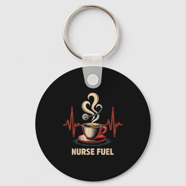 Funny Coffee Nurse Ekg Nurses Energy Caffeine Love Key Ring (Front)