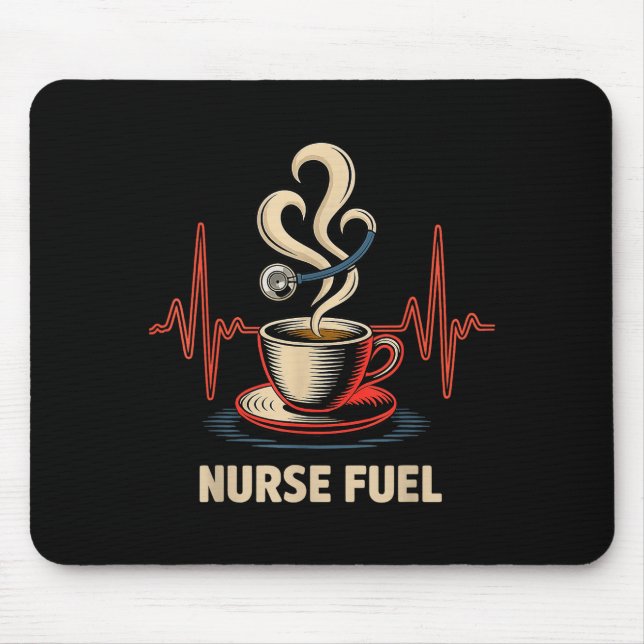 Funny Coffee Nurse Ekg Nurses Energy Caffeine Love Mouse Pad (Front)