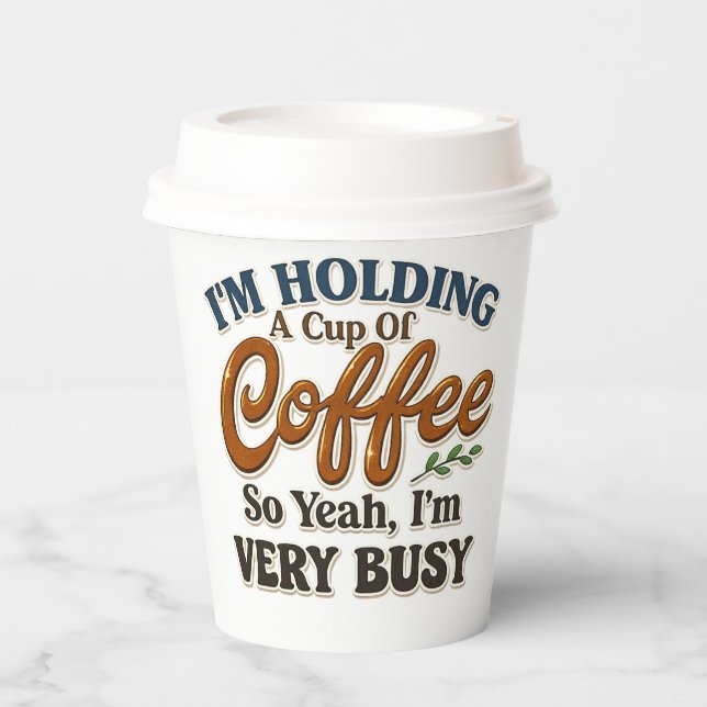 Funny Coffee Party Paper Cups with Lids (Front)