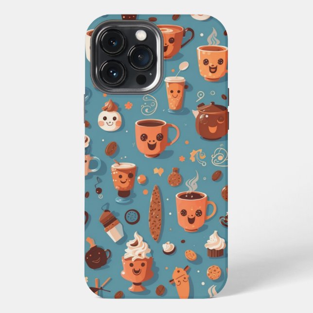 Funny Coffee Pattern iPhone Case (Back)