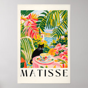 Funny Coffee Print, Black Cat Wall Art, Henri Mati Poster