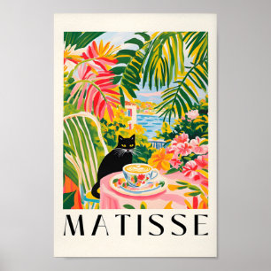 Funny Coffee Print, Black Cat Wall Art, Henri Mati Poster