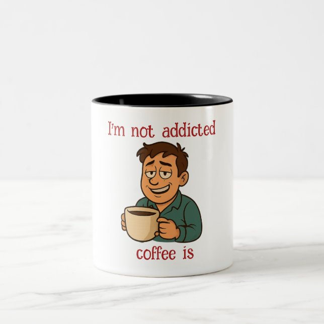 Funny Coffee Quote Cartoon  Two-Tone Coffee Mug (Center)