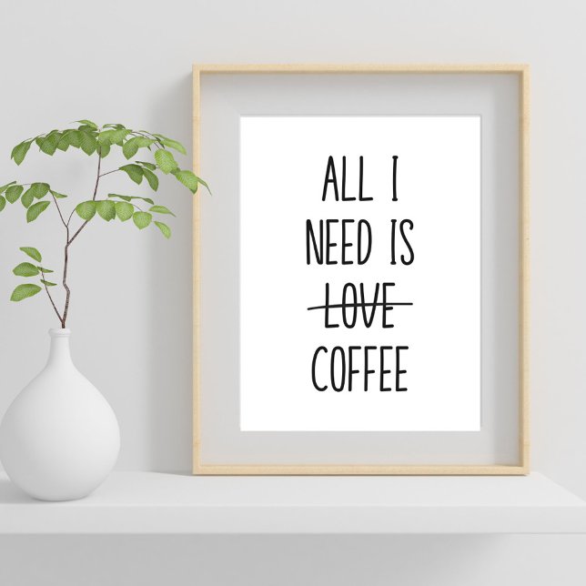 Funny Coffee Quote Simple Minimalist Poster (In situ)