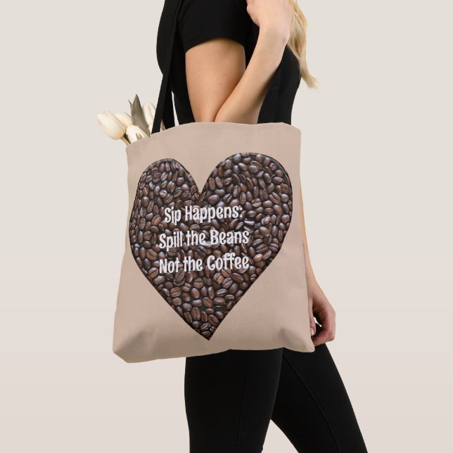 Funny Coffee Quote Tote Bag (Close Up)