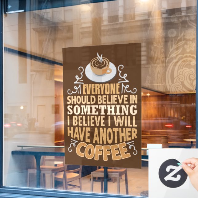 funny coffee shop word art Window Cling (Cafe Window)