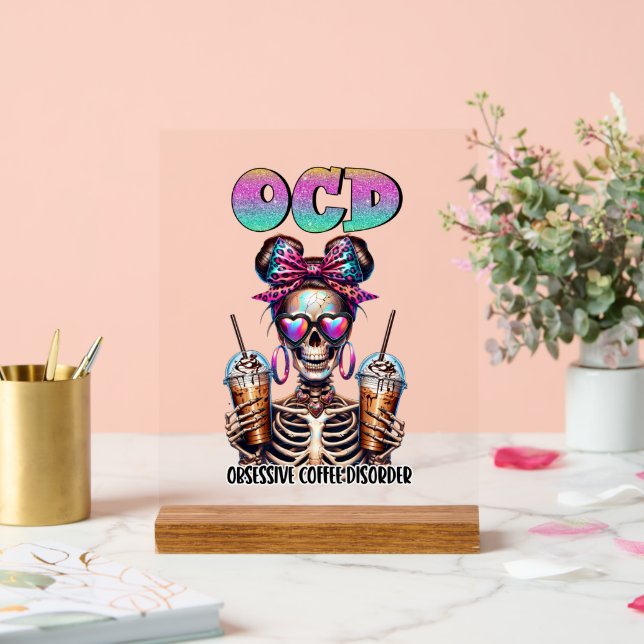 Funny coffee skeleton word art  acrylic sign (Wedding)