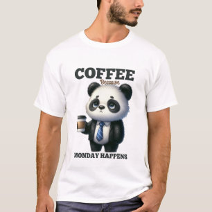 Funny coffee word art Panda T-Shirt