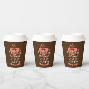 funny coffee word art  paper cups