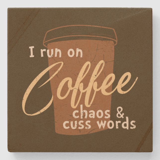 Funny coffee word art  stone coaster (Front)