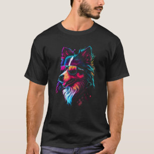 Funny Collie Dog owner Vaporwave Notorious DJ T-Shirt