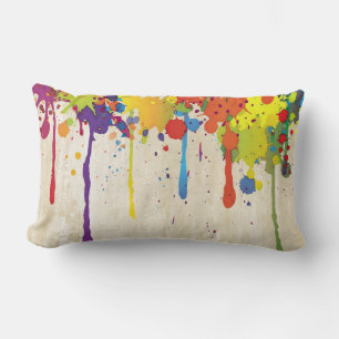 FUNNY COLOR SPLASH II + your backgr. & ideas Lumbar Cushion