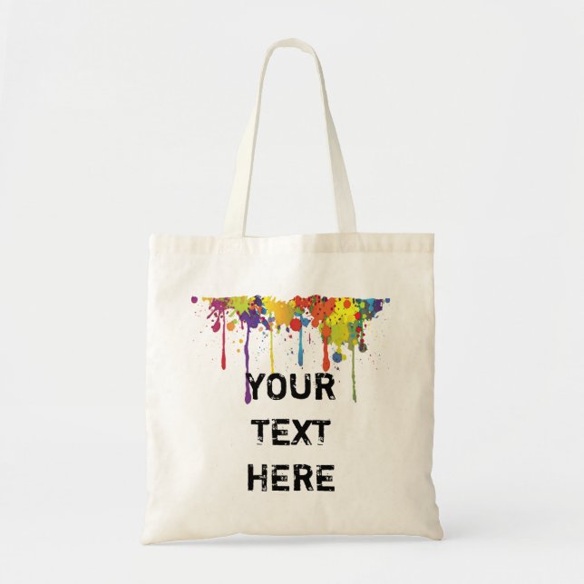 FUNNY COLOR SPLASH II + your backgr. & text Tote Bag (Front)