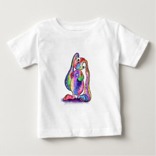 Funny Colorful Bunny Love Flower Baby T-Shirt