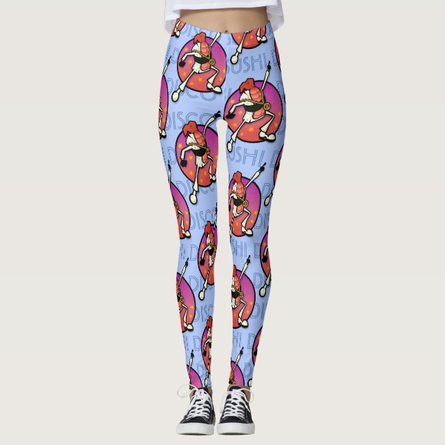 FUNNY COLORFUL DISCO SUSHI GRAPHIC LEGGINGS (Front)