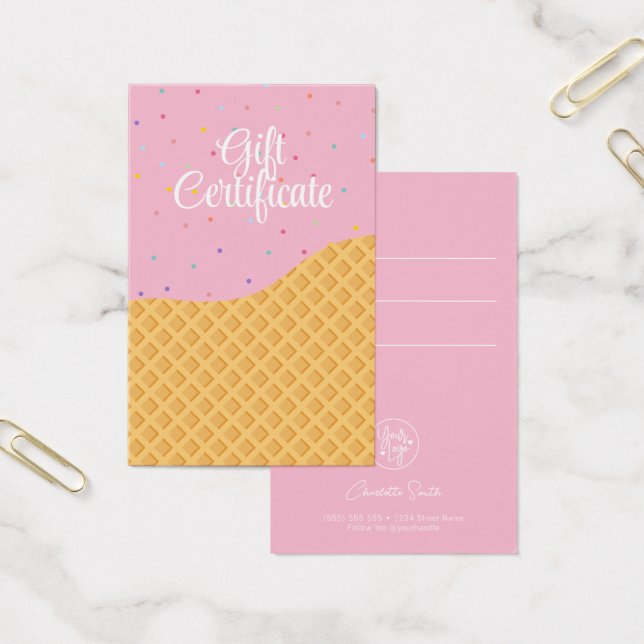 Funny Colorful Ice Cream Voucher Gift Certificate (Office)