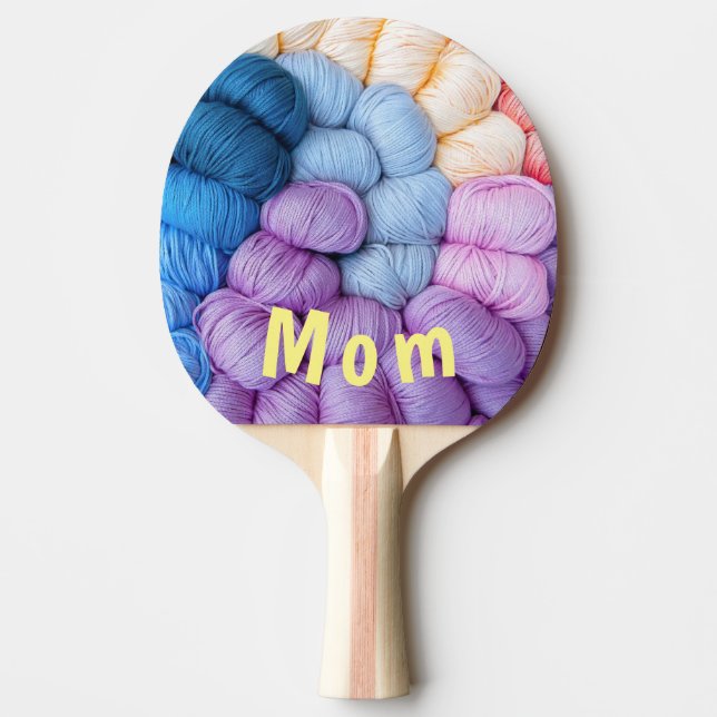 Funny Colorful Yarn Balls Mom Ping Pong Paddle (Front)