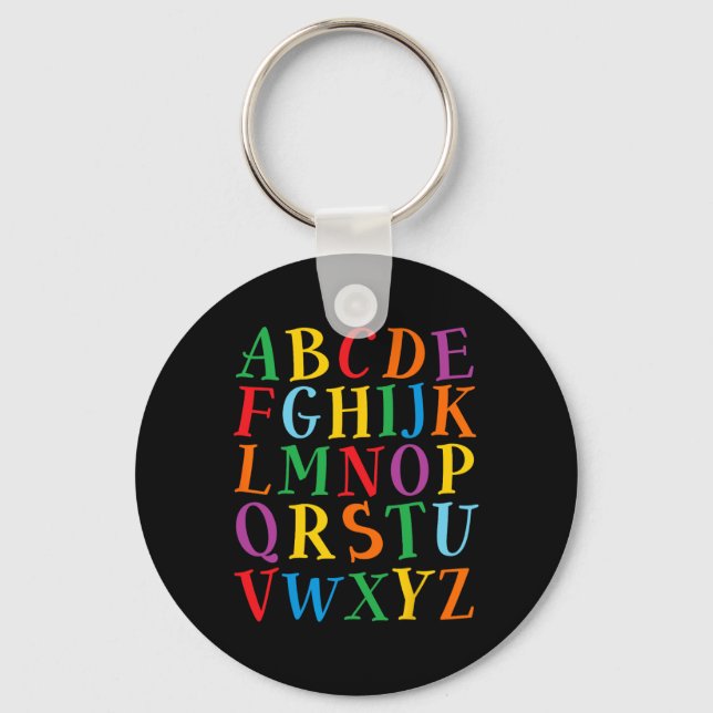 Funny Colour Letters Alphabet Learn Abcs Kindergar Key Ring (Front)