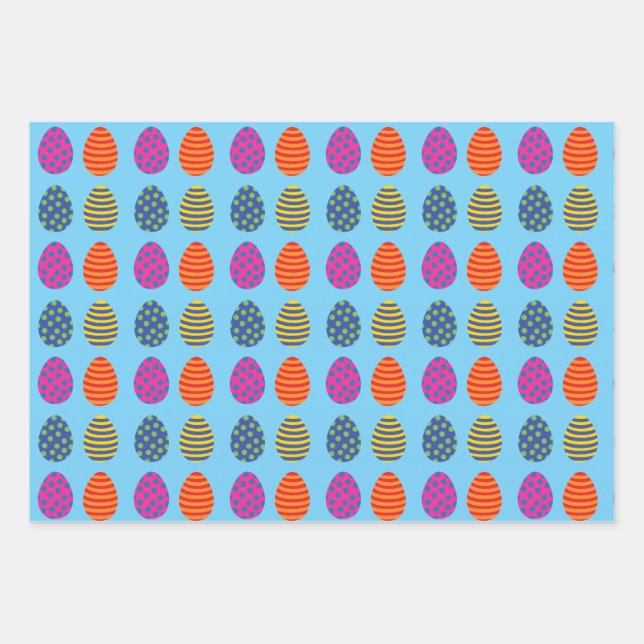 Funny, Coloured Easter Eggs Wrapping Paper  (Front)