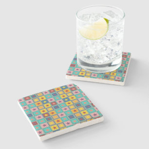 Funny coloured Stars Pattern + your idea Stone Coaster