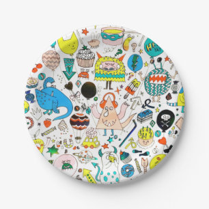 Funny Colourful Alien Monsters Party Paper Plate