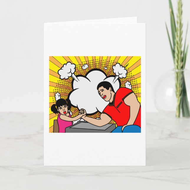 Funny Colourful Arm Wrestling Card (Front)