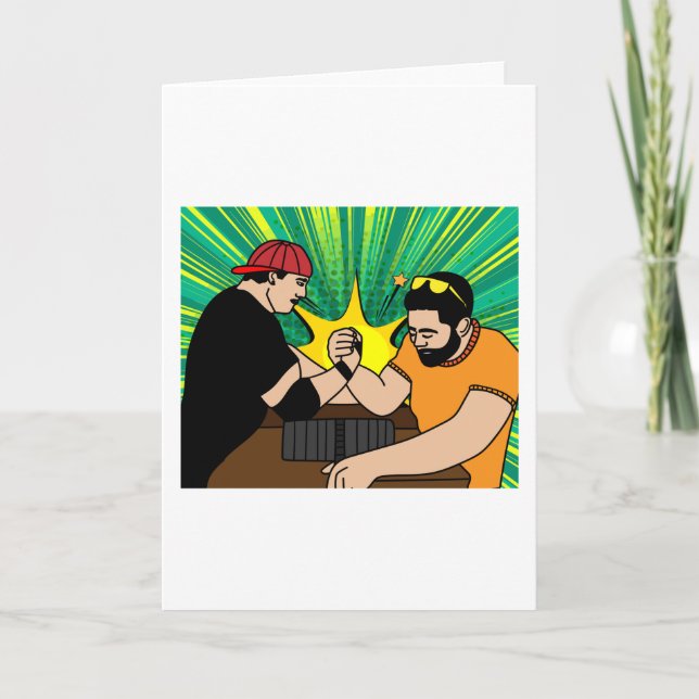 Funny Colourful Arm Wrestling Card (Front)